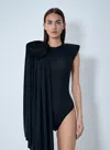 Vaquera Draped Bodysuit In Black