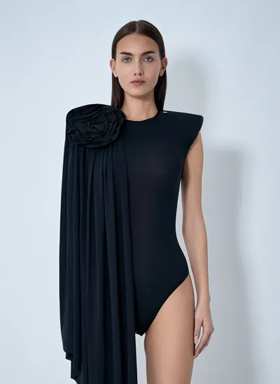 Vaquera Draped Bodysuit In Black