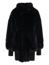 Vaquera Faux-fur Leather Coat In Black