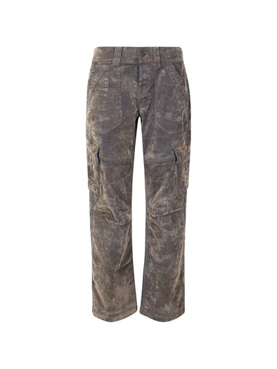 Vaquera Flocked Cargo Jeans In Gray