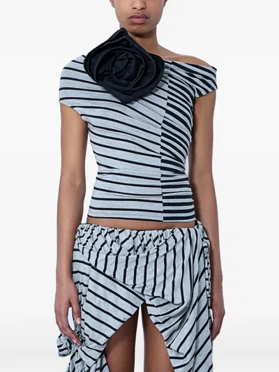 Vaquera Floral-appliqué Top In Blue