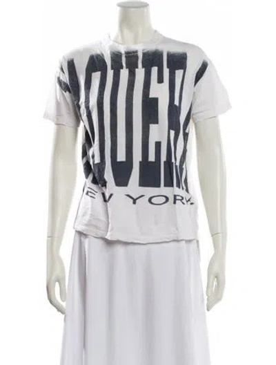 Pre-owned Vaquera Graphic Print Bateau Neckline T-shirt In White