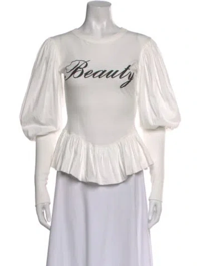 Pre-owned Vaquera Graphic Print Crew Neck Top In White