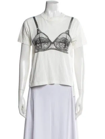 Pre-owned Vaquera Graphic Print Crew Neck T-shirt In White