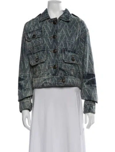 Pre-owned Vaquera Graphic Print Denim Jacket W/ Tags In Blue