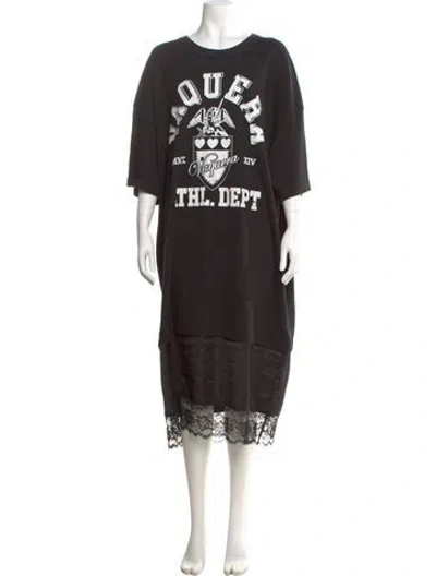 Pre-owned Vaquera Graphic Print Long Dress In Black