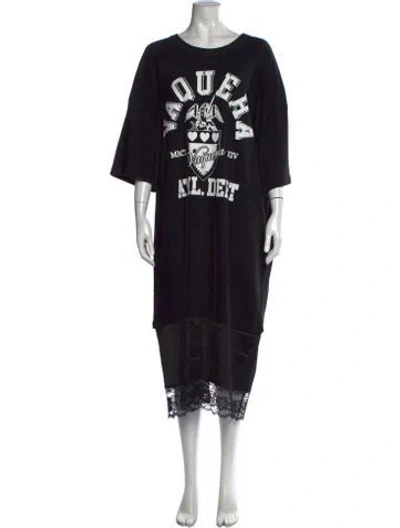 Pre-owned Vaquera Graphic Print Long Dress In Black