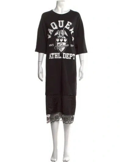 Pre-owned Vaquera Graphic Print Long Dress In Black