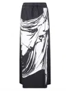 Vaquera Graphic Print Long Jersey Skirt With Adjustable Waist In Multi