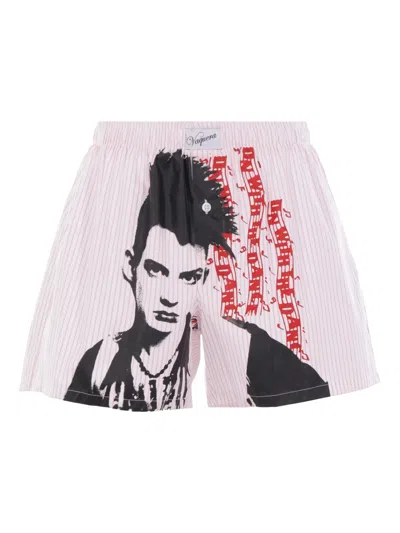 Vaquera Graphic-print Shorts In Stripe Pink