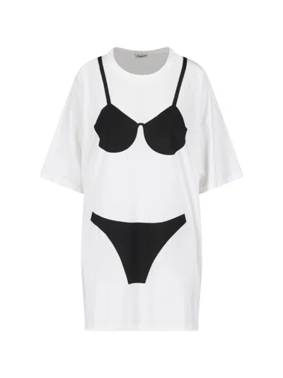 Vaquera Graphic T-shirt Dress With Bikini Print In White
