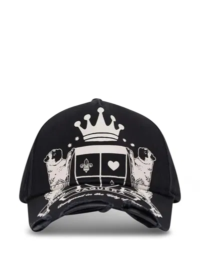 Vaquera Graphic-print Distressed Baseball Cap In Black