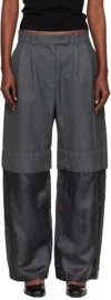 Vaquera Pleated-front Panelled Trousers In Gray