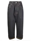 Vaquera High-waist Black Denim Wide-leg Jeans With Contrast Stitching In Black