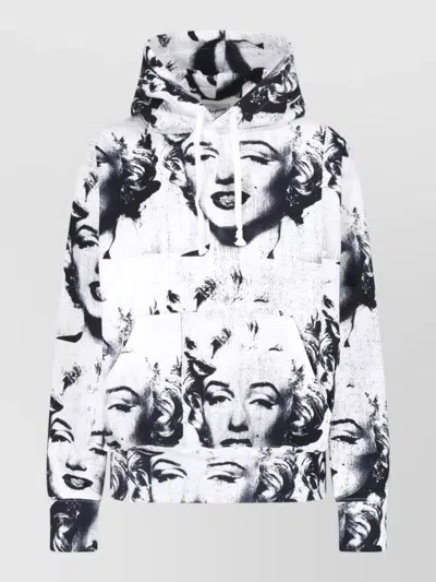 Vaquera Hooded Sweatshirt Graphic Print Kangaroo Pocket In White