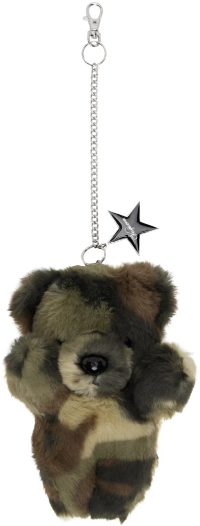 Vaquera Khaki & Brown Camo Teddy Bear Keychain In Green