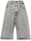 Vaquera Lace-up Detail Denim Shorts In Grau