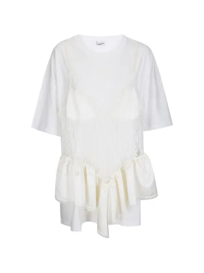 Vaquera Lace-overlay Ruffled T-shirt In White