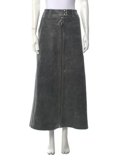 Pre-owned Vaquera Leather Long Skirt In Grey
