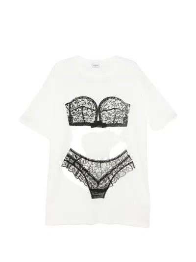 Vaquera Lingerie-print Cotton T-shirt In White