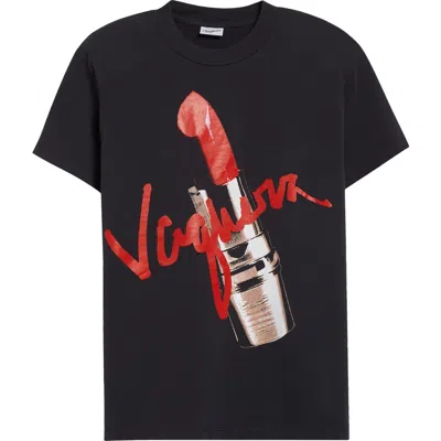 Vaquera Lipstick Cotton Graphic T-shirt In Black