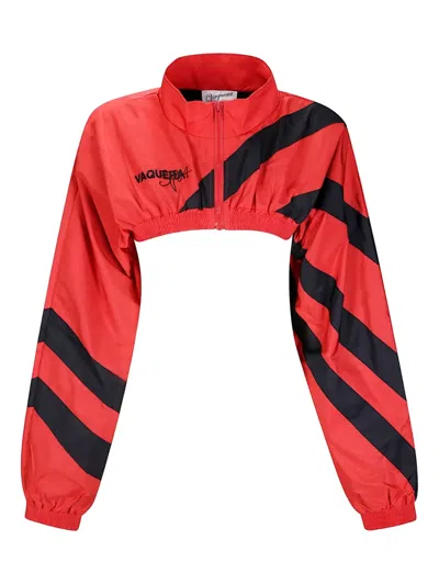 Vaquera Logo-embroidered Cropped Jacket In Red