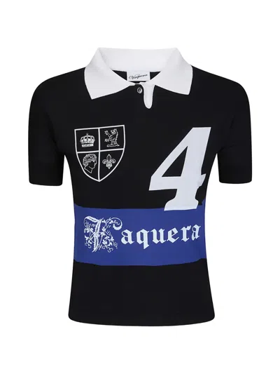 Vaquera Logo-print Striped Polo Shirt In Black