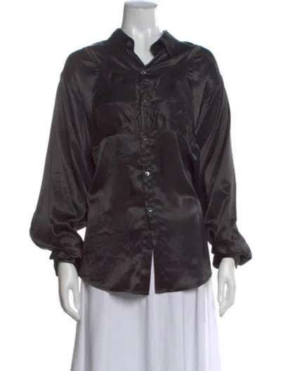 Pre-owned Vaquera Long Sleeve Button-up Top In Black