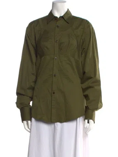 Pre-owned Vaquera Long Sleeve Button-up Top In Green