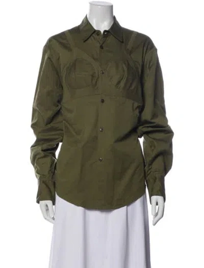 Pre-owned Vaquera Long Sleeve Button-up Top W/ Tags In Green