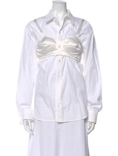 Pre-owned Vaquera Long Sleeve Button-up Top In White