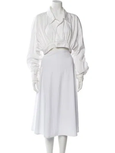 Pre-owned Vaquera Long Sleeve Crop Top In White