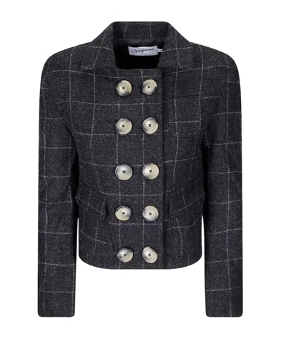 Vaquera Check-pattern Double-breasted Jacket In Black