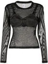 Vaquera Mesh Long-sleeved Top In Schwarz