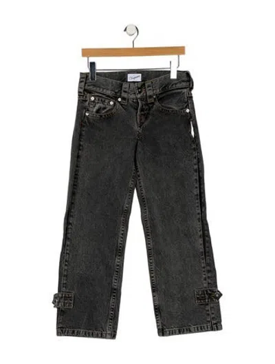 Pre-owned Vaquera Mid-rise Side-slit Straight Leg Jeans In Grey