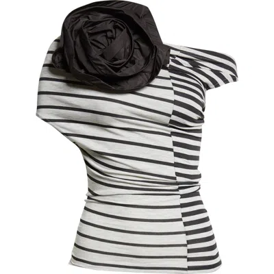 Vaquera Mixed Stripe Jersey Corsage Top In Multi