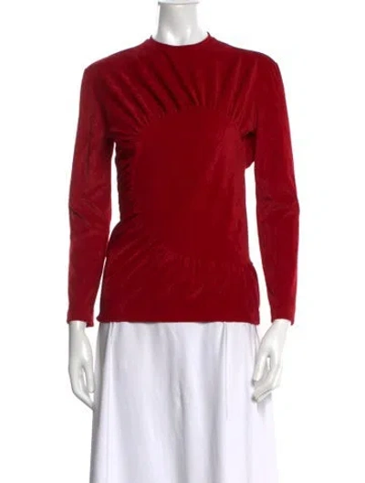 Pre-owned Vaquera Mock Neck Long Sleeve Top In Red