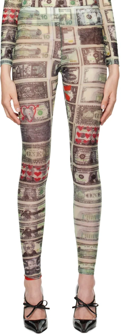 Vaquera Multicolor Dollar Print Leggings In Dollars Print