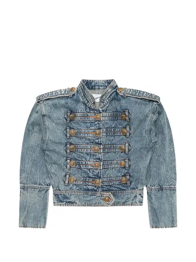Vaquera Napoleon Cropped Denim Jacket In Blue