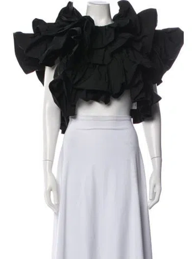 Pre-owned Vaquera Off-the-shoulder Sleeveless Crop Top In Black
