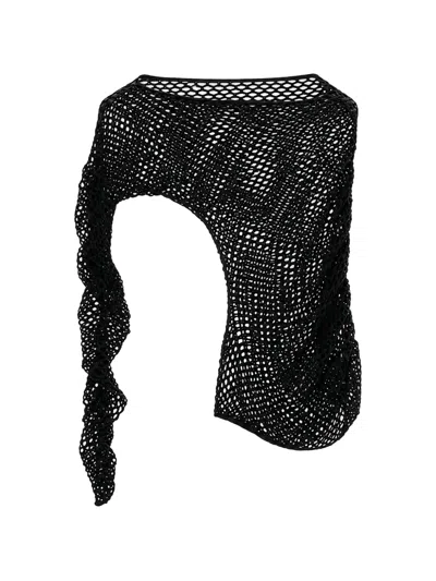 Vaquera One-shoulder Asymmetric Blouse In Black