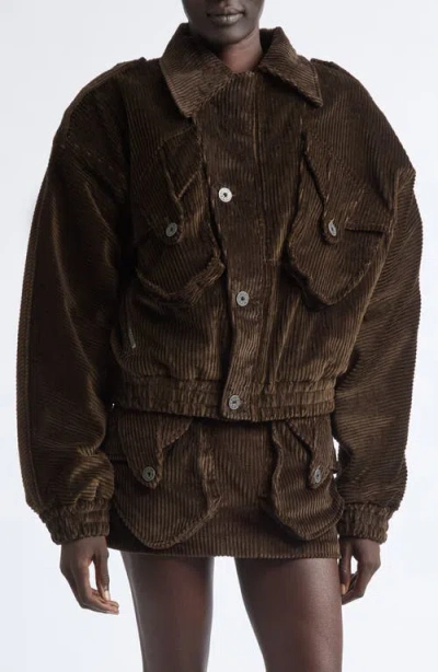 Vaquera Corduroy-textured Cropped Jacket In Brown