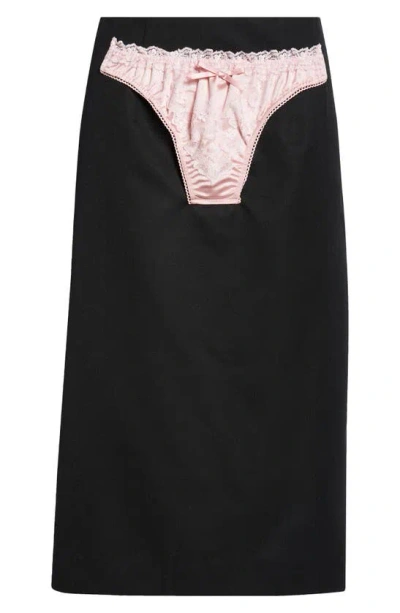 Vaquera Panty Skirt In Black + Pink