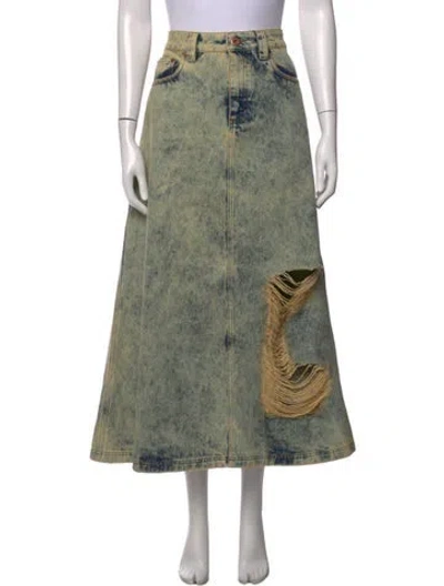 Pre-owned Vaquera Patterned Long Skirt In Green
