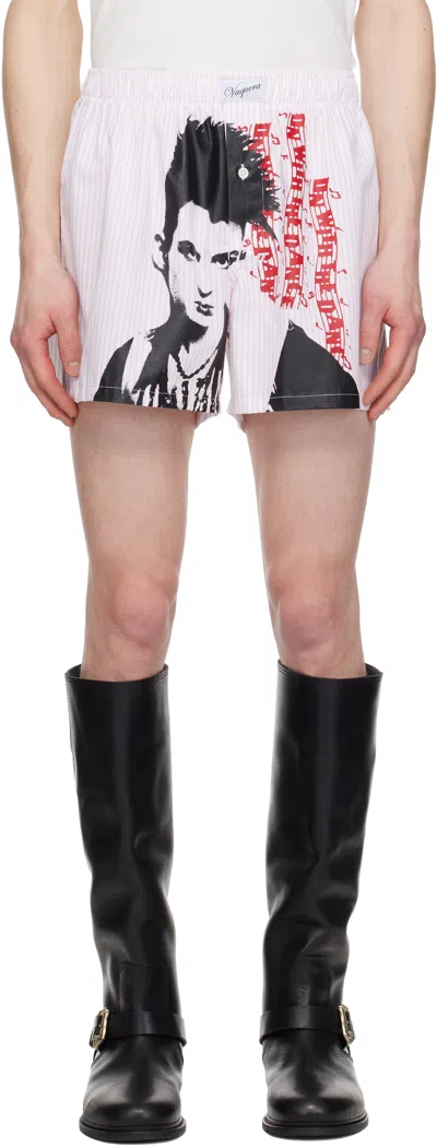 Vaquera Pink & White Boxer Shorts In Stripe Pink
