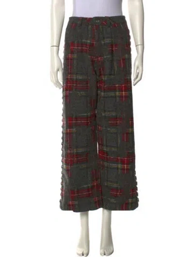 Pre-owned Vaquera Plaid Print Wide Leg Pants In Multi