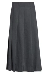 Vaquera Pleated Midi Skirt In Gray