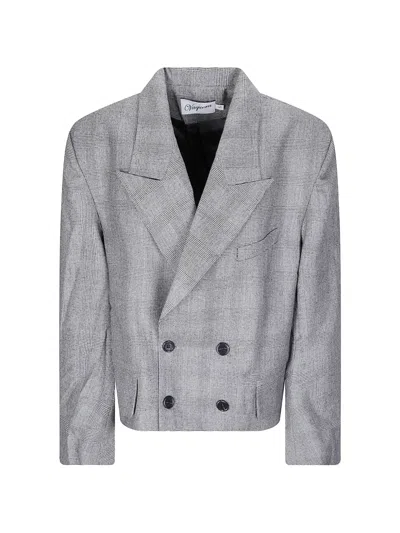 Vaquera Prince Of Wales Check Double-breasted Blazer In Gray