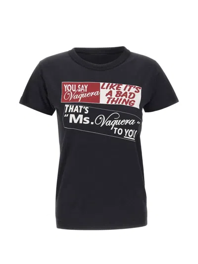 Vaquera Print-detail Cotton T-shirt In Black