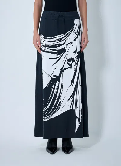 Vaquera Printed Jersey Maxi Skirt In Black
